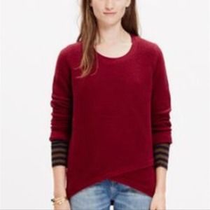 Madewell Feature Pullover Knit Sweater Womens XS Red Faux Wrap Front